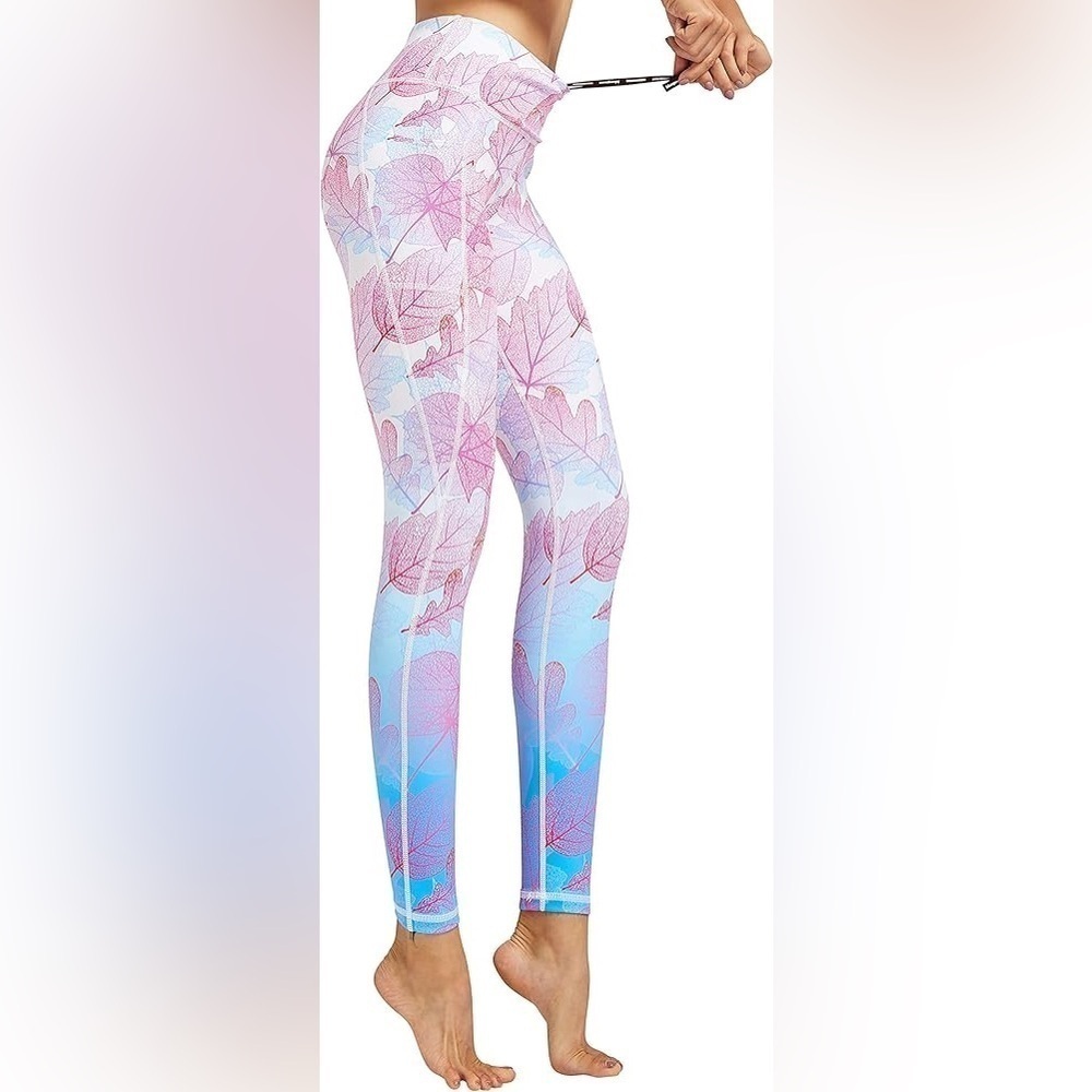 Yoga Pants Pink Ribbon Breast Cancer Awareness Compression Leggings Workout